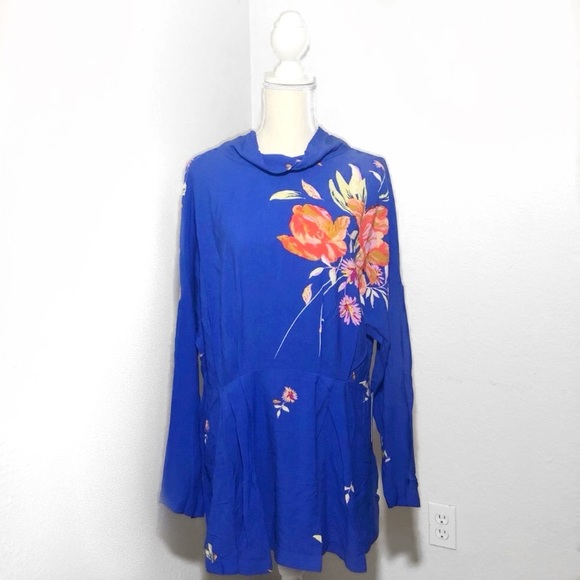 NWT Free People Gemma Blue Floral Print Tunic - Picture 2 of 4